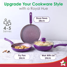 Load image into Gallery viewer, Wonderchef Royal Velvet Non-stick Cookware Set (4 Pc, Purple)