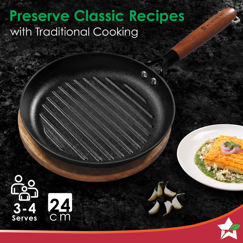 Wonderchef Ferro Light Cast Iron Grill Pan (24 cm)