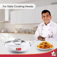 Load image into Gallery viewer, Wonderchef Nigella Tri-Ply Kadhai with Lid (24 cm, 2.2L)