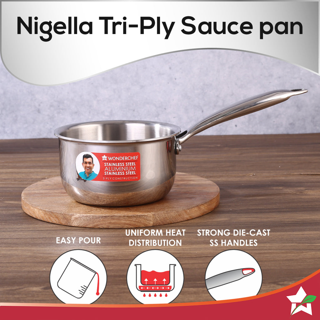 Wonderchef Nigella Tri-Ply Sauce or Milk Pan (16 cm, 1.5L)