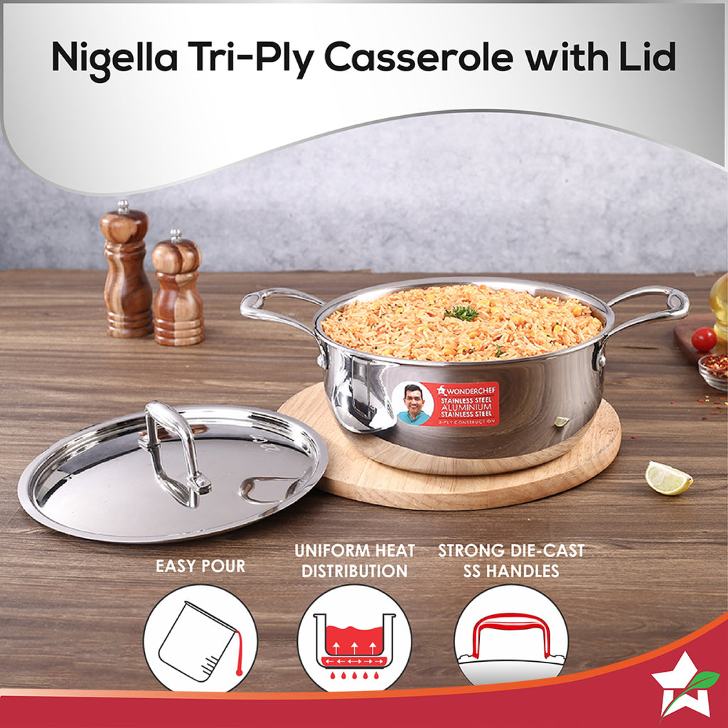 Wonderchef Nigella Tri-Ply Casserole (24 cm, 4.8L)