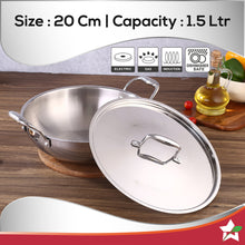 Load image into Gallery viewer, Wonderchef Nigella Tri-Ply Kadhai with Lid (20 cm, 1.5L)